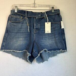 Good American Cut Off Fold Over Waist‎ Shorts Summer Medium Wash 12/31 NWT
